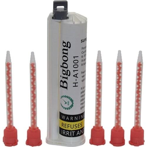 75ml Grey AB Glue 10:1 Adhesives with 5pc 10:1 Static Mixing Nozzles Set for Manual Caulking Gun 75ml 10:1 AB Glue Gun Dispenser