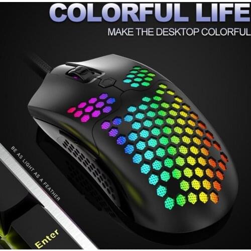 80% Off M5 Hollow Out RGB Lights 16000DPI 7 Buttons Wired Gaming Mouse for PC Computer