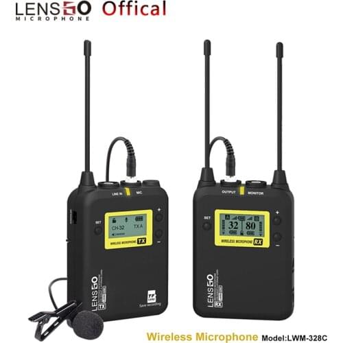 LESNGO Broadcasting Multi-Functional UHF Wireless Distant Transmition Lavalier Microphone Built-in 32GB TF Card Slot