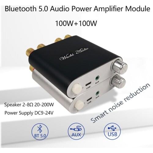Bluetooth 5.0 Wireless Stereo Audio Power Amplifier Board TPA3116D2 100W+100W Car AMP Amplificador Home Theater AUX USB