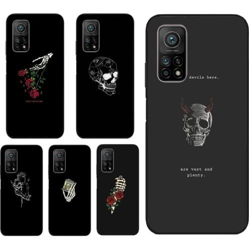 Black Aesthetics Skull Skeleton Phone Case For Xiaomi Mi 10T Pro 11 Lite Ultra Mi A3 Note 10 POCO X3 M3 Pro F1 F2 F3 Cover