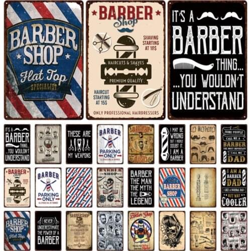 Decorative Sign Barber Shop Sign Iron Sheet Decoration Sign Metal Wall Decoration Iron Picture Iron Signboard Retro Style Plate