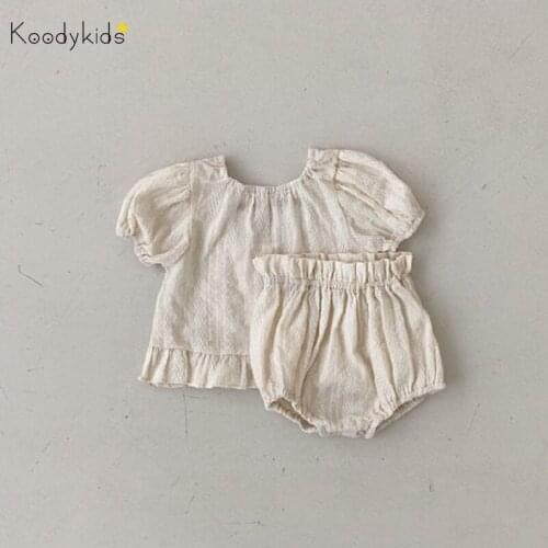 Koodykids 2021 Summer Baby Girl Clothes Set 2PCS Toddlers Girls Soft Princess Baby Clothing Kids Shirt Shorts Pants Clothes Sets