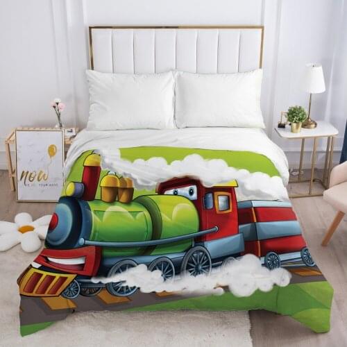 Cartoon Childrens Duvet cover Quilt/Blanket/Comfortable Case Bedding for kids baby girls 140x200 Single for Home Car train