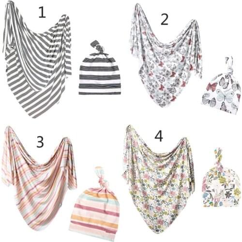 Newborn Baby Cotton Swaddle Wrap Blanket Sleeping Bag Swaddling Headband Sets