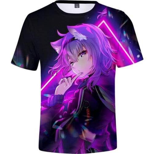 HOLOLIVE VTuber Nekomata Okayu 3D Printed Spring Summer Preppy Men/Women Street Clothes T-shirt Streetwear Kawaii style