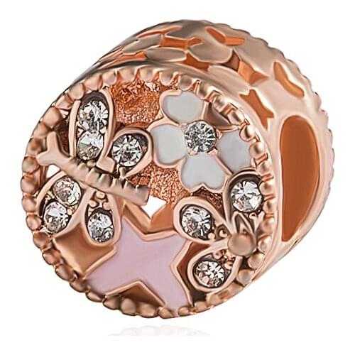 HPXmas Wholesale 5pcs/lot Butterfly and Flower Bare DIY Bracelet Making Beads Needlework Crystals Hand Made Free Shipping