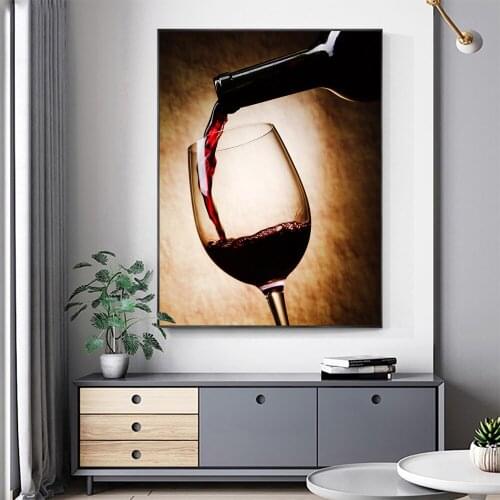Red Wine Glass Painting Prints Poster Modern Canvas Art Bar Restaurant Kitchen Wall Decoration Dinning Living Room Decor