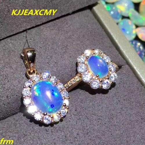 KJJEAXCMY Fine jewelry 925 sterling silver Inlay Opa Opal female models in sterling silver two sets of live mouth