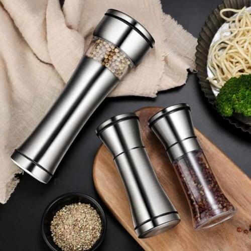 304 Stainless Steel Pepper Seasoning Grinder Glass Body Spice Salt And Pepper Grinder Kitchen Accessories Cooking Tools Portable