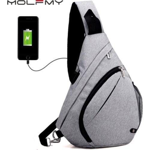 Mens Chest Pack Men&Female USB Charging Waterproof Shoulder Crossbody Bag Water Repellent Anti-theft backpack drop ship