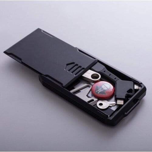 2021 RFID Blocking Wallet Metal Capsule Box Sliding Wallet Card Holder Storage Box Aviation Aluminum Card Money Purse For Men