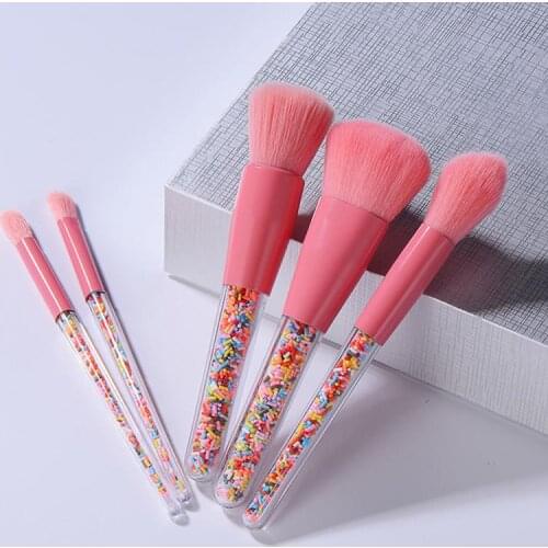 2021 New 5pcs Lollipop Candy Unicorn Crystal Makeup Brushes Set Colorful Lovely Foundation Blending Brush Makeup Tool maquillaje