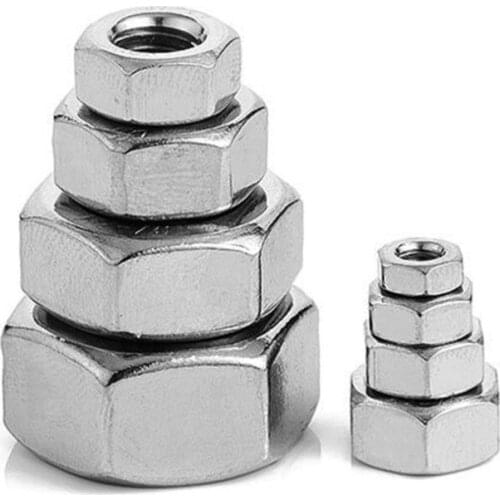 New Metric M2 M3 M4 M6 M8 M10 M12 M14 M16 M18 M20 M22 M24 Hex Hexagon Nuts 304 Stainless Steel Fastener for bolts