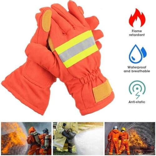 Fire Proof Flame Retardant Firefighting Gloves Heat-Resistant Waterproof Breathable Anti-Static Firefighter Hand Protection