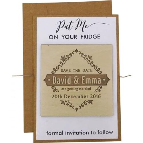 Personalize names date engraved Wooden Card save the date Wedding invitations Magnets, Custom Magnet, Wedding favor invites
