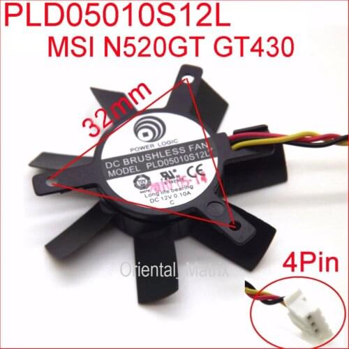 PLD05010S12L 12V 0.10A 45mm For MSI N440GT GT440 Graphics Card Cooling Fan 32mm x 32mm x 32mm 3Wire 4Pin