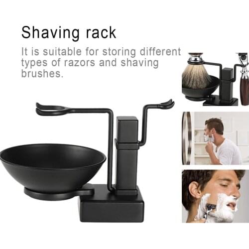 Black 2 In 1 Shaving Stand Shaving Soap Bowl Set Male Facial Cleaning Tool Shaving Tools Bathroom Decoration The Stand