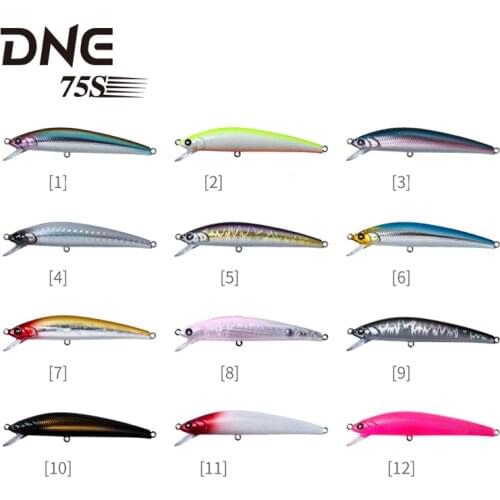DNE Fishing Lure 75s/5.5g super long-range Mino bass mandarin fish Lure bait 3D Eyes wobbler Artificial Hard Bait Fishing Tackle