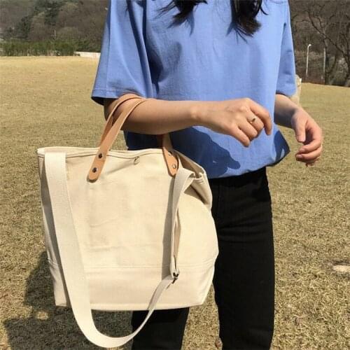 Simple Wild Big Bag Canvas Large Capacity Handbag Casual Shoulder Crossbody Handbag Crossbody Bags for Women