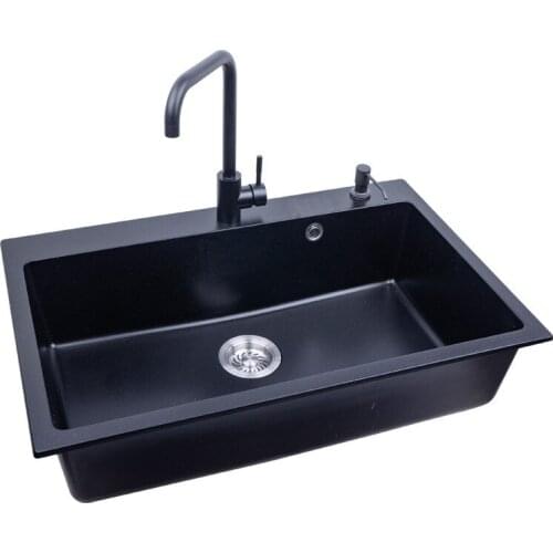 A drop shipping 】 stone kitchen sink pearl black granite thickening xiancai basins SYS7951 single basin