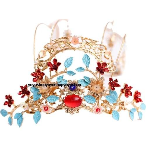 Luxury handmade Chinese retro Ladies hair crown suit Martial arts fairy headdress Pearl shell hairpin clip