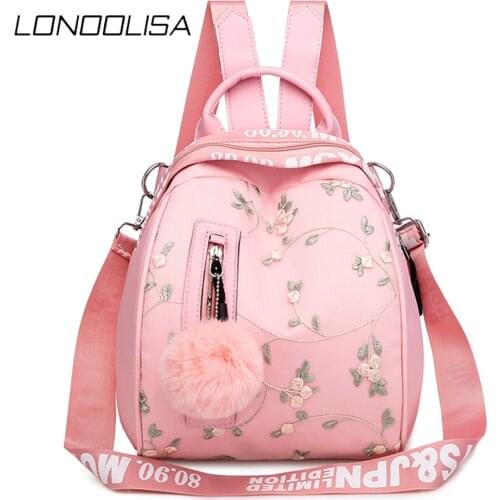 Flower Embroidery Women Backpack Waterproof Nylon Shoulder Bag for Women Large Capacity School Travel Books Bag Ladies Sac A Dos