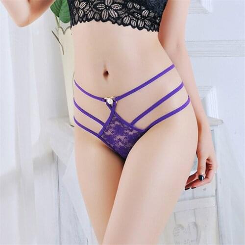 G-String Sexy Erotic Lingerie Women Flowers Lace Panties Sexy Bandage Briefs Crotchless Female Thong Sex Transparent Underwear