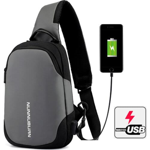 SUUTOOP Men Multifunction Shoulder Bag USB Charging Crossbody Bag Travel Sling Bag Sports Pack Messenger Pack Chest Bag For Male