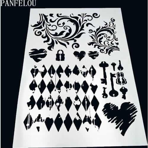 29.5*21cm The key space scrapbook stencils spray plastic mold shield DIY cake hollow Embellishment printing lace ruler