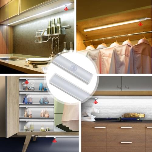12V LED Under Cabinet Lights With PIR Motion Sensor 30 40 50 cm Smart LED Night Lamp For Bedroom Kitchen Cold/Warm White