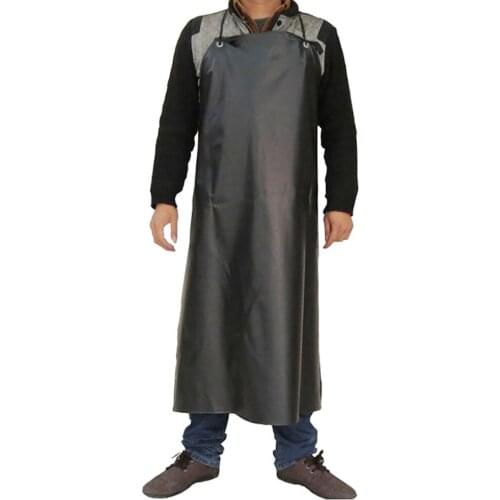 Waterproof Leather Apron Household Thicken Antifouling Oil-Proof Long Chef Kitchen Cooking Washing Car Sleeveless Apron for Men