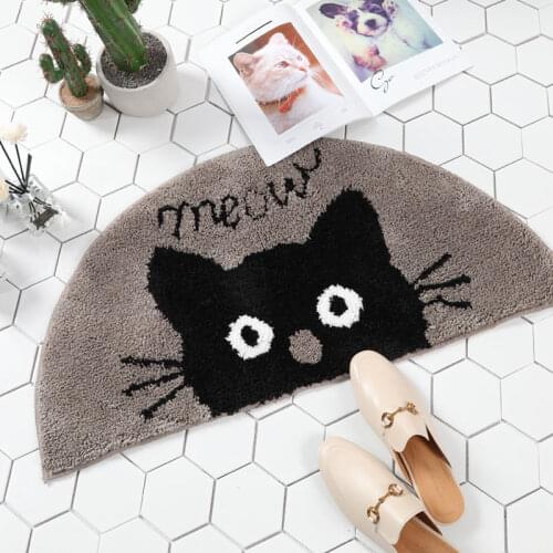 Funny Black Cat Bathroom Rug Non Slip Bath Mat For Home 1 Piece Entrance Door Mat Soft Kitchen Floor Carpet Bedrrom Foot Pad Rug