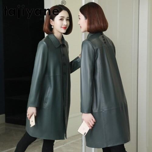 Tajiyane 2021 Women Korean Autumn Clothes Real Sheepskin Jackets Woman Genuine Leather Coats Female Long Coat Femme Veste TN1961