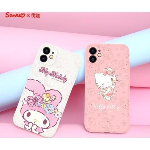 Hello Kitty Liquid Silicone Phone Case Anti-fall fingerprint Free Waterproof for iPhone11 hello kitty Support Wireless Charging