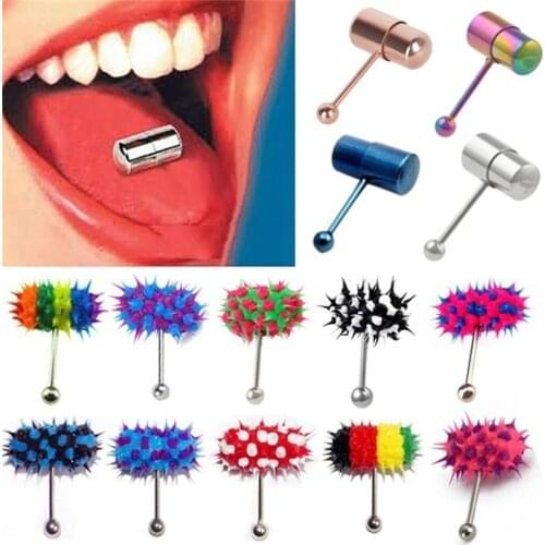 1Pc Sexy Vibrating Tongue Ring Punk Style Stainless Steel Barbell Tongue Piercing Men Women Personality Body Jewelry 1.6*18*5mm