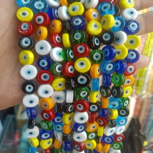 10pcs Mix Color 10mm Evil Eye Lampwork Beads Round Loose Handmade Lampwork Bead For Jewelry Making DIY Bracelet Necklace