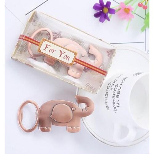 100pcs/lot Lucky Golden Elephant Bottle Opener Gold Wedding Favors Party Giveaway Gift For Guest