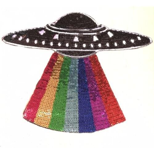 2PC Sequins Space Planet Patches for Clothes Bags Iron on Beads Sequined Patch DIY Accessories Decoration Beading Appliques