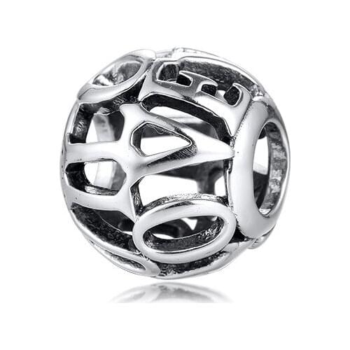 2020 New Openwork I Love You Script Charm Beads for Charms Bracelets Valentine Day 925 Sterling Silver Beads for Jewelry Making