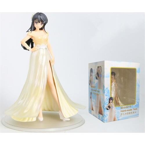 23cm Rascal Does Not Dream of Bunny Girl Senpai Sakurajima Mai Figure PVC Anime Collection Wedding Dress Doll Model Toy Gifts