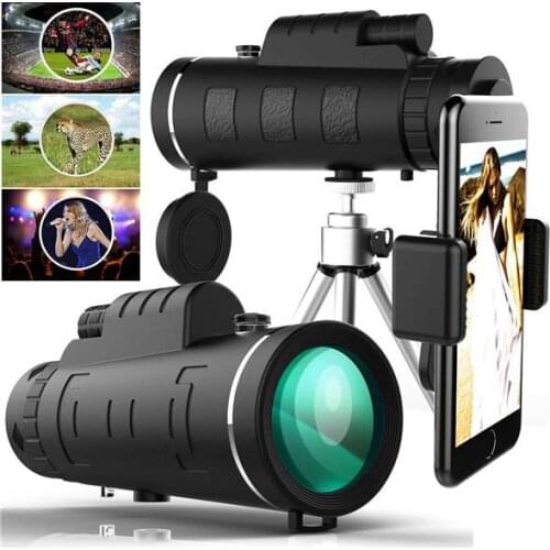 40x60 Portable HD Optical Monocular Telescope Day/Night Vision+Phone Clip+Tripod Zoom Optical HD Lens for Outdoor Hunting