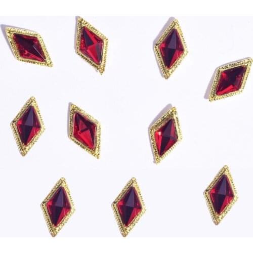 8 Style -7-12mm size Charms-F20 Gold-Plate rhombus 10pcs Glitter Rhombus Nail Rhinestone DIY Manicure Crystal Charms Decor (2)