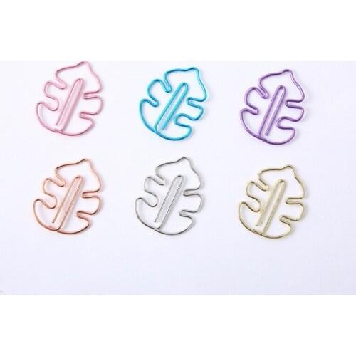 9pc Cartoon Shaped Paper Clips Metal Bookmark Book Holder Leaves Hollow Color Paperclips Classification Office Notes Letter Clip