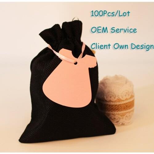 Girls Dress Ribbon Hangtag Girls Apparel Cloth Tags Kraft /black/Brown Paper Tags Packing Label 100Pcs/Lot Can Be Customized