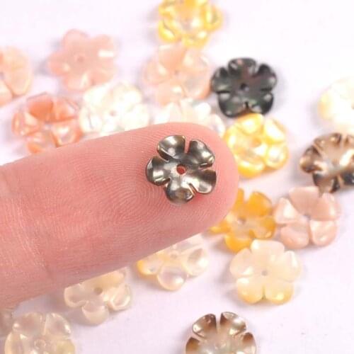 5PCS 8mm Shell Beads Natural Mother Of Pearl Shell Flower Texture Curved DIY Ear Studs Making Accessories TRS0379
