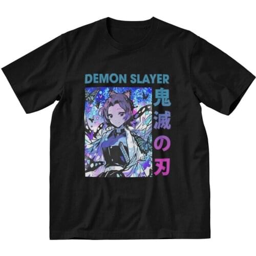 Demon Slayer Kimetsu No Yaiba T-shirt Men Novelty T Shirts Short Sleeve Anime Manga Shinobu Kocho Tshirt Cotton Tee Tops Clothes