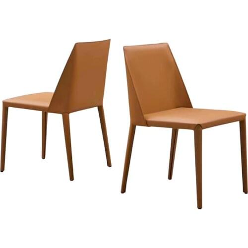 Nordic designer simple all-inclusive leather art chair Stylish creative leisure backrest armrest restaurant saddle chair