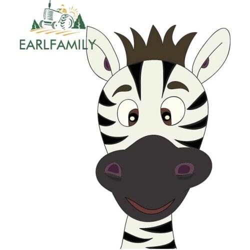 EARLFAMILY 13cm x 8.4cm Zebra Cartoon Face Funny Animal Cross Eyed Sticker Decal Graphic Vinyl Label Car Stickers Graphics