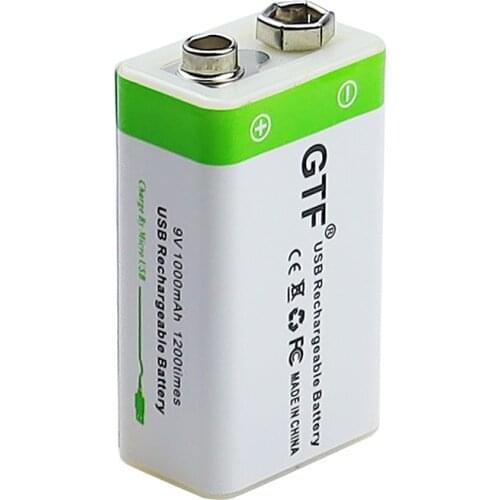 GTF NEW 9V 1000mAh USB charge Battery li-ion Rechargeable battery Micro 9 v USB for Multimeter Microphone Toy Remote Control KTV